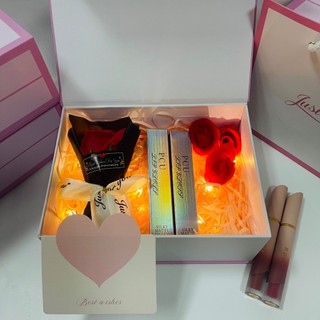 (JUST) Combo hộp túi quà kèm 2 son PCU kèm phụ kiện, quà tặng sinh nhật, valentine ý nghĩa