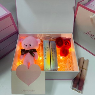 (JUST) Combo hộp túi quà kèm 2 son PCU kèm phụ kiện, quà tặng sinh nhật, valentine ý nghĩa