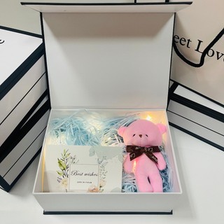 (SWL thiệp xanh,  20cm*15cm*7.5cm) Set hộp túi quà sweet love xinh xắn kèm phụ kiện sang trọng
