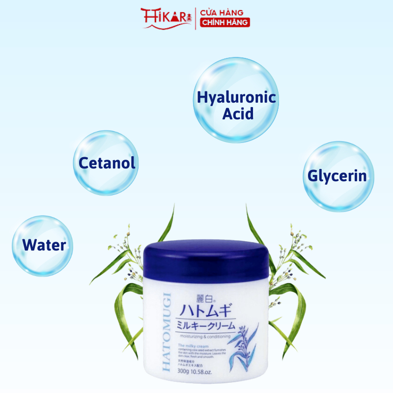 Ảnh Kem dưỡng body ý dĩ làm sáng da HATOMUGI Moisturizing Conditioning The Milky Cream 300g 3