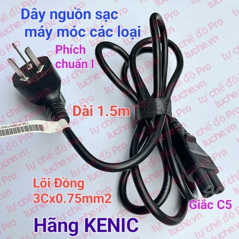 Dây nguồn AC hãng KENIC , phích 3 chân chuẩn ÚC ( Type I ) ra C5 chịu ...