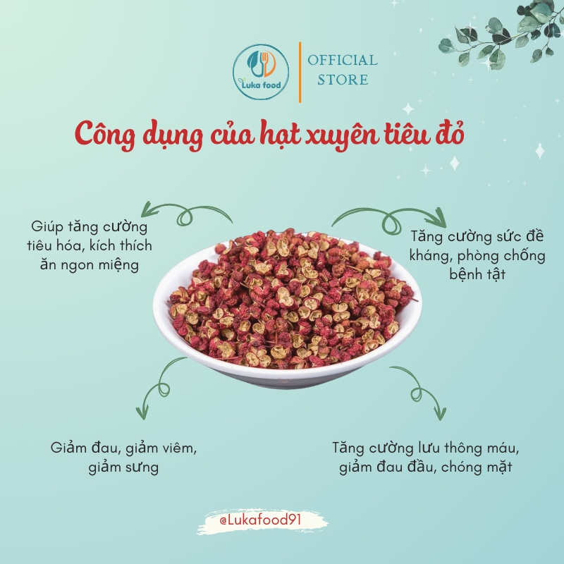 Hạt Xuyên Tiêu Đỏ (Hoa Tiêu) Loại 1 - Gia Vị Làm Gà Ủ Muối, Nấu Lẩu Tứ Xuyên Thơm Nồng, Vị Cay Tê Đặc Trưng Luka Food