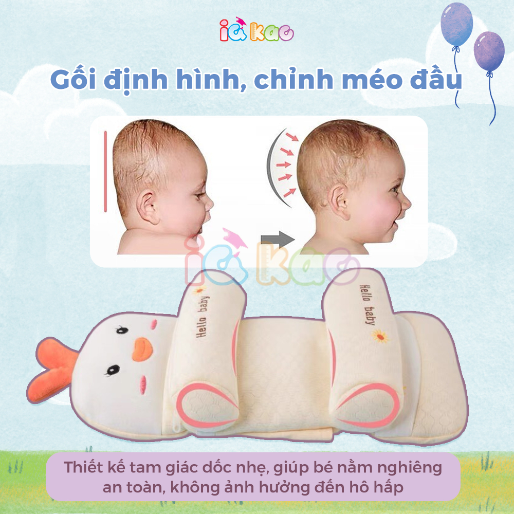Ảnh Gối Chặn Định Hình Đầu IQKAO Cho Bé – Gối Cotton Mềm Mại, Lõi Vỏ Hạt Kiều Mạch, Tư Thế Chuẩn, Chống Bẹp Đầu BG05 2