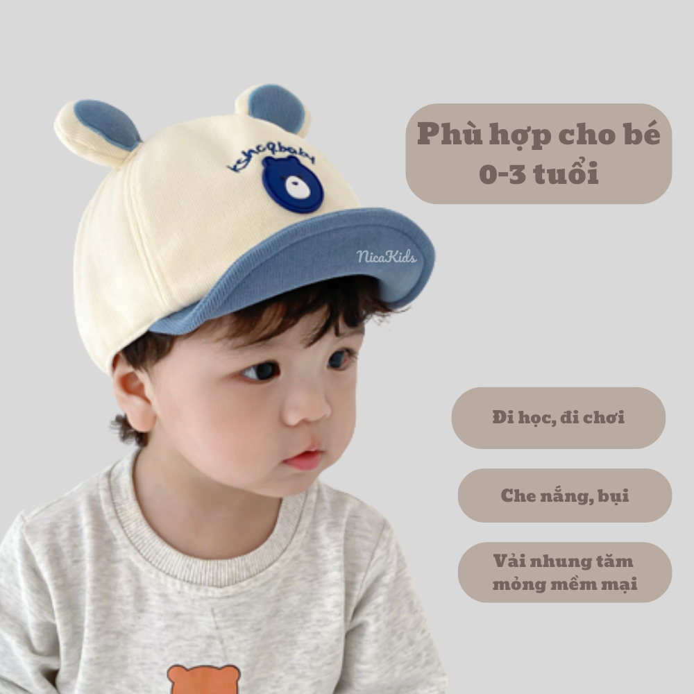Mũ Lưỡi Trai Hình Tai Gấu Dễ Thương Cho Bé 6-24 Tháng Tuổi mesocshop