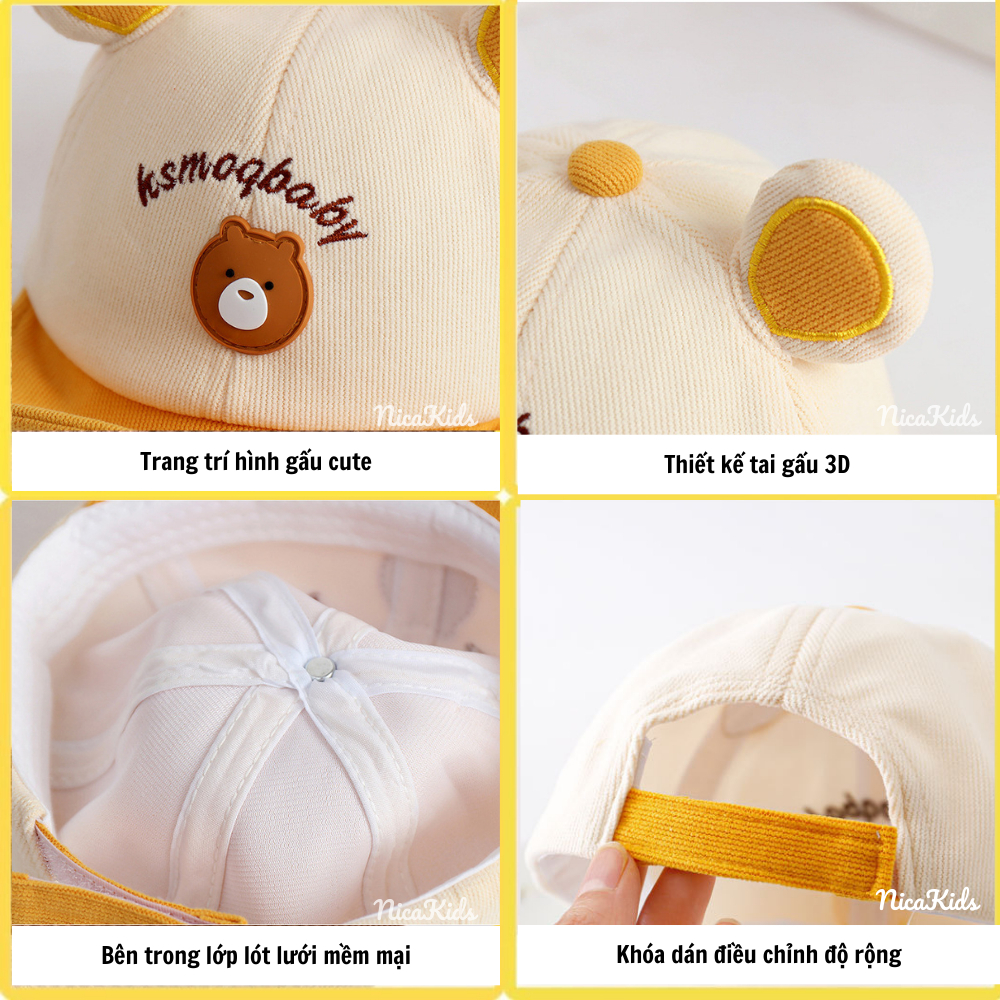 Mũ Lưỡi Trai Hình Tai Gấu Dễ Thương Cho Bé 6-24 Tháng Tuổi mesocshop