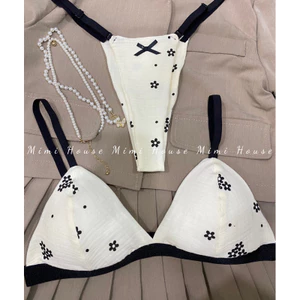 Set đồ lót không gọng, mút mỏng hoa đen - handmade by Mimi house