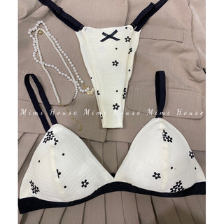 Set đồ lót không gọng, mút mỏng hoa đen - handmade by Mimi house