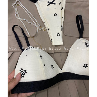 Set đồ lót không gọng, mút mỏng hoa đen - handmade by Mimi house