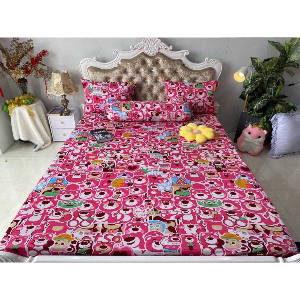 size 1m4*2m Bộ ga thun hàn quốc 4 món (1 ga, 2 vỏ nằm, 1 vỏ ôm) . ship hỏa tốc