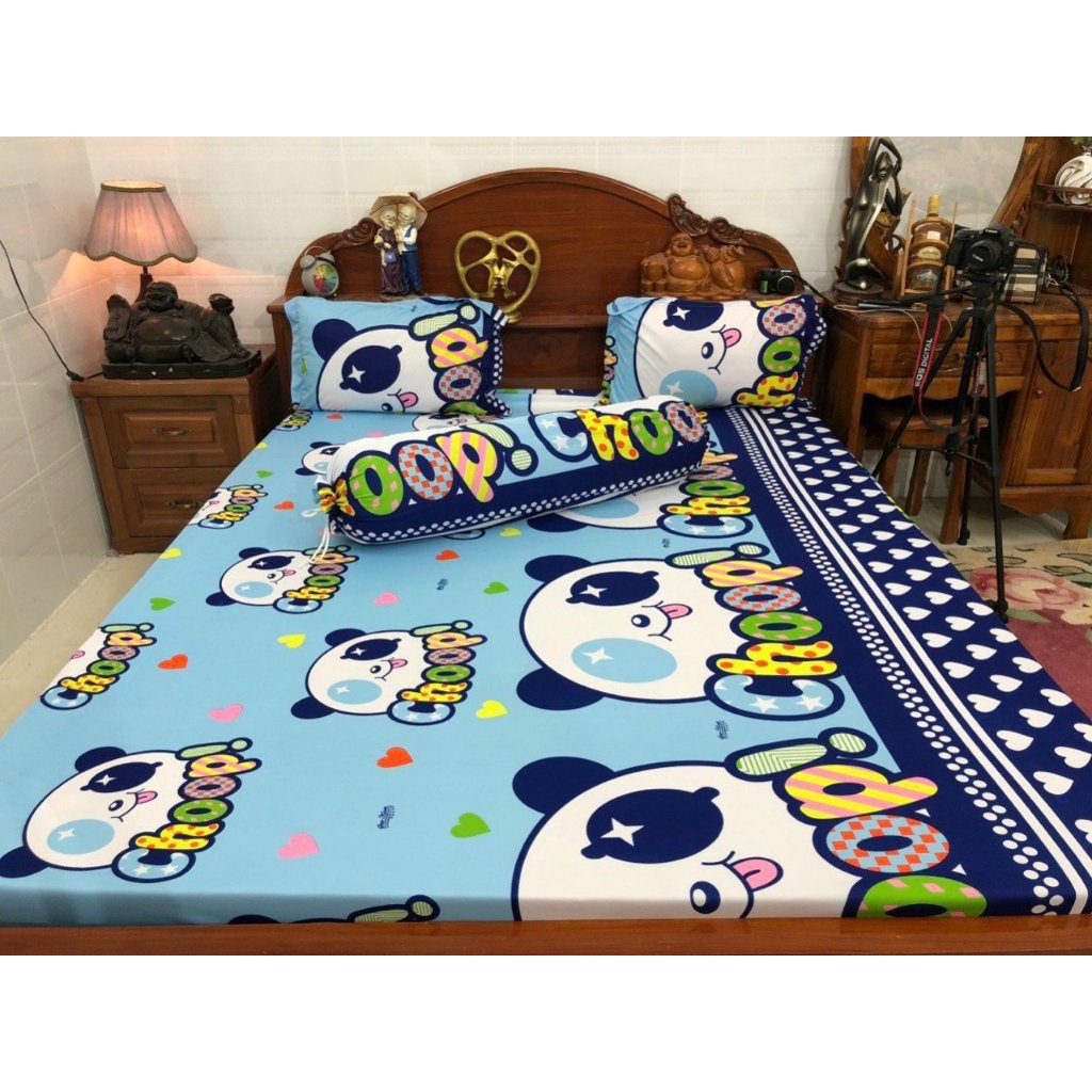 size 1m4*2m Bộ ga thun hàn quốc 4 món (1 ga, 2 vỏ nằm, 1 vỏ ôm) . ship hỏa tốc