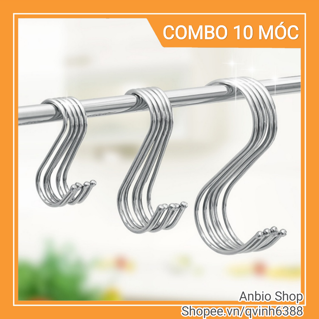 Combo 10 móc chữ S treo đồ, thép không gỉ dày 3mm | Shopee Việt Nam