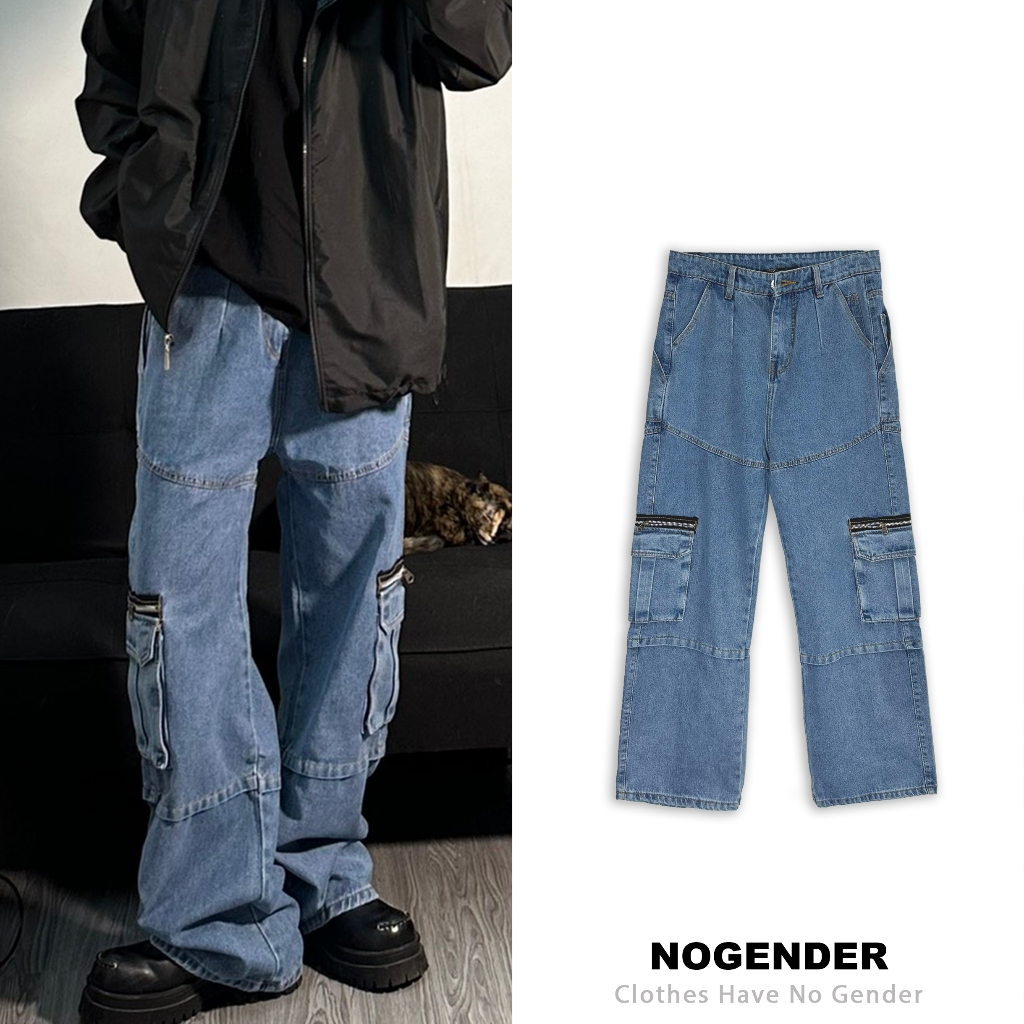 QUẦN BAGGY DENIM TÚI HỘP MÀU XANH UNISEX