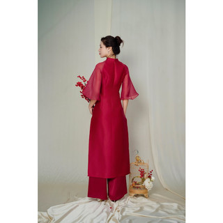 [TẶNG 01 QUẦN LỤA] Áo Dài Nữ 𝐂𝐂𝐇𝐀𝐓 Thiên Sương Chất Tafta Phối Tay Voan Cao Cấp 23NDB8001OT