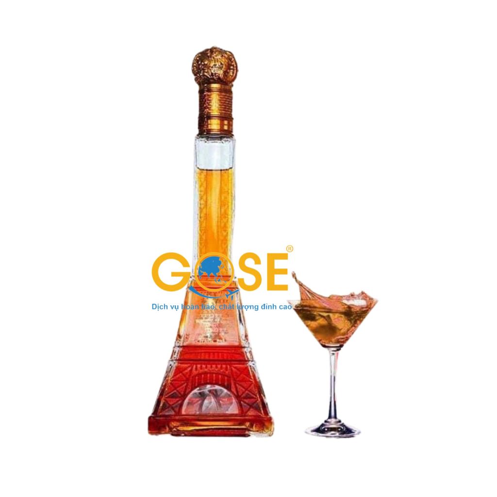 Ảnh Chai đựng rượu thủy tinh 500ml hình tháp Eiffel cao cấp dùng trang trí nhà cửa 2