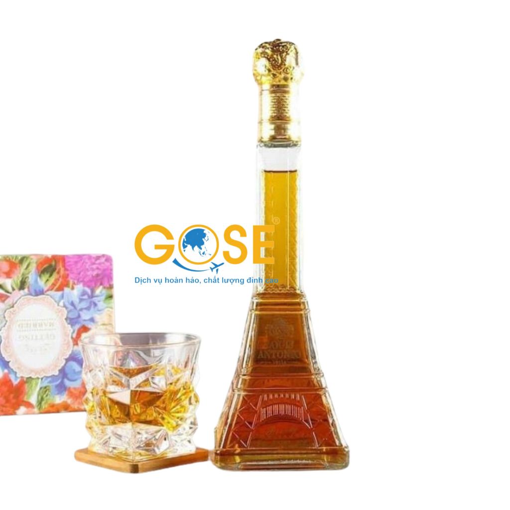 Ảnh Chai đựng rượu thủy tinh 500ml hình tháp Eiffel cao cấp dùng trang trí nhà cửa 3