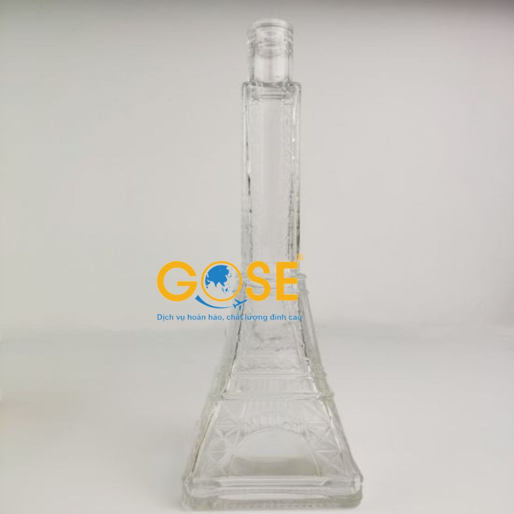 Ảnh Chai đựng rượu thủy tinh 500ml hình tháp Eiffel cao cấp dùng trang trí nhà cửa 4