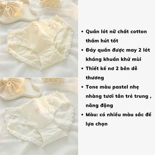 Quần lót nữ thun cotton co dãn tốt phối ren lưới 2 bên kèm nơ dễ thương cute gợi cảm DEVARI L2861