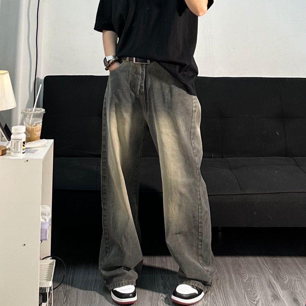 QUẦN BAGGY DENIM MÀU XÁM WASH UNISEX