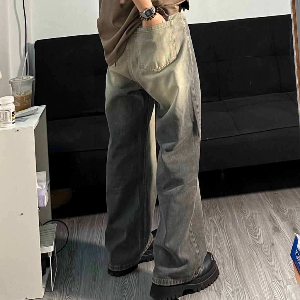 QUẦN BAGGY DENIM MÀU XÁM WASH UNISEX