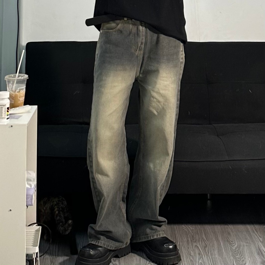 QUẦN BAGGY DENIM MÀU XÁM WASH UNISEX