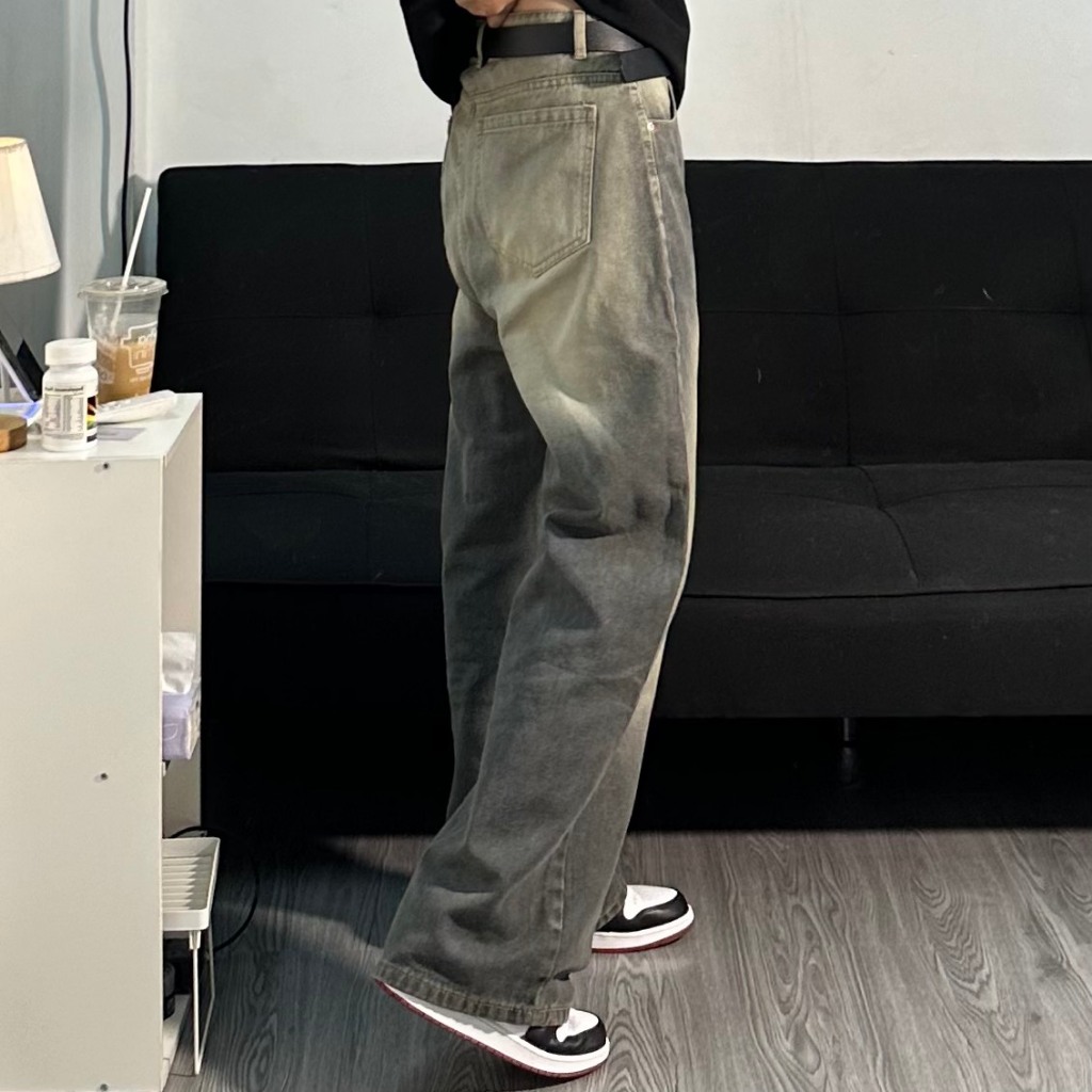 QUẦN BAGGY DENIM MÀU XÁM WASH UNISEX
