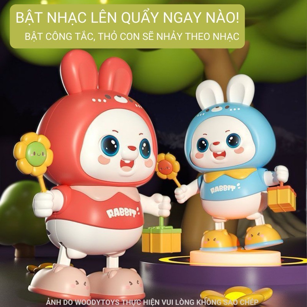 Đồ chơi thỏ Robot nhảy múa có đèn nhạc di chuyển vui nhộn  dễ thương - An toàn cho bé