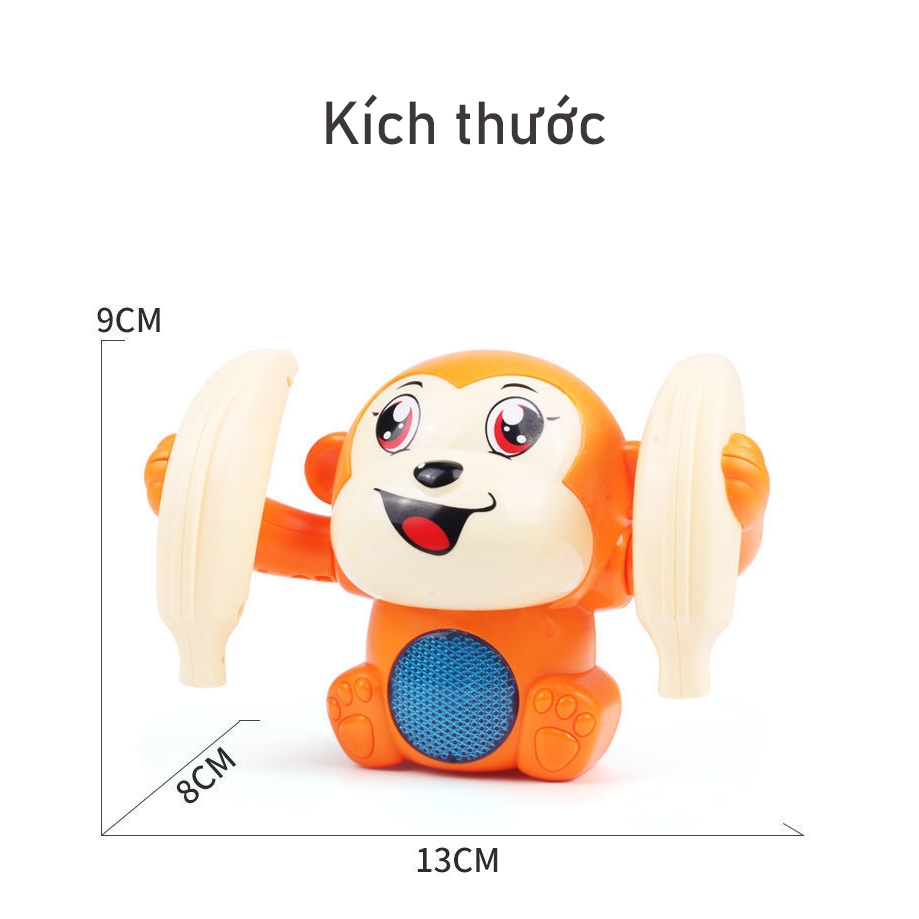 Khỉ nhào lộn - Đồ chơi con khỉ nhào lộn giải trí cho bé , khỉ con xoay 360 độ có nhạc và đèn đáng yêu