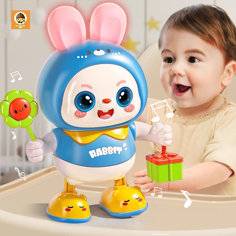 Đồ chơi thỏ Robot nhảy múa có đèn nhạc di chuyển vui nhộn  dễ thương - An toàn cho bé