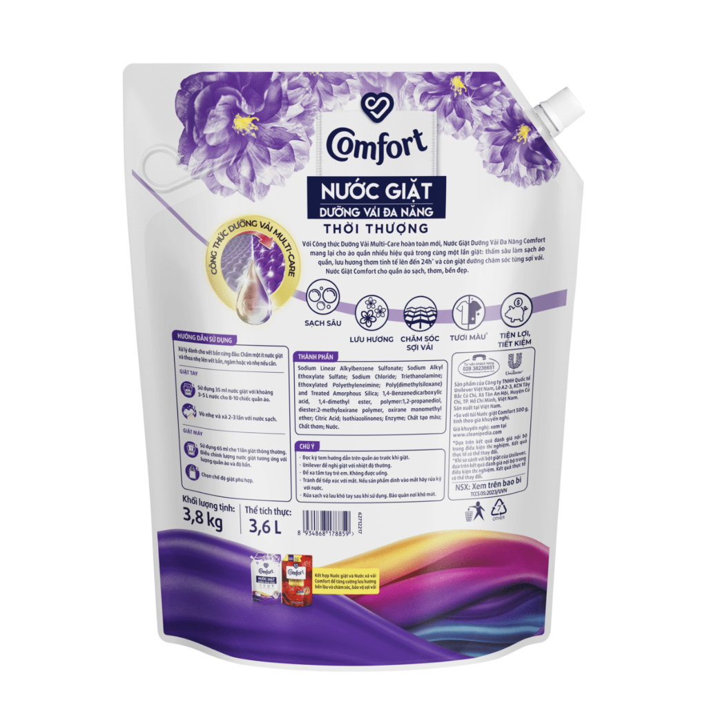 Ảnh Combo 2 Túi Nước Giặt Comfort Dưỡng Vải Đa Năng 3.0KG/ 3.8KG (Thiên nhiên Thanh Khiết / Thanh Lịch/ Thời Thượng) 3