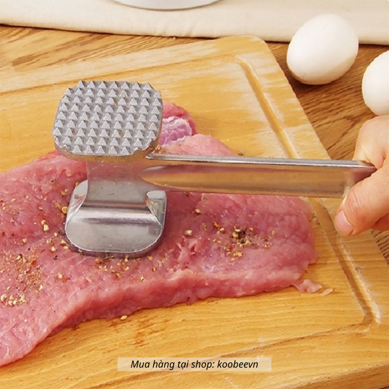 Búa Dần Thịt, Đập Tỏi Gừng 2 Đầu KOOBEE - Dụng Cụ Làm Mềm Thịt Đa Năng, Không Gỉ, Bền Đẹp | NB27
