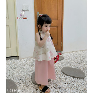 Bộ yếm Trung Thu lụa hoa sen cho bé gái 1-6 tuổi (9-25kg) N0086