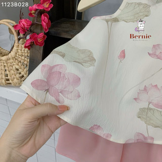 Bộ yếm Trung Thu lụa hoa sen cho bé gái 1-6 tuổi (9-25kg) N0086