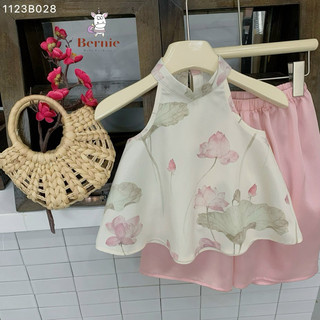Bộ yếm Trung Thu lụa hoa sen cho bé gái 1-6 tuổi (9-25kg) N0086