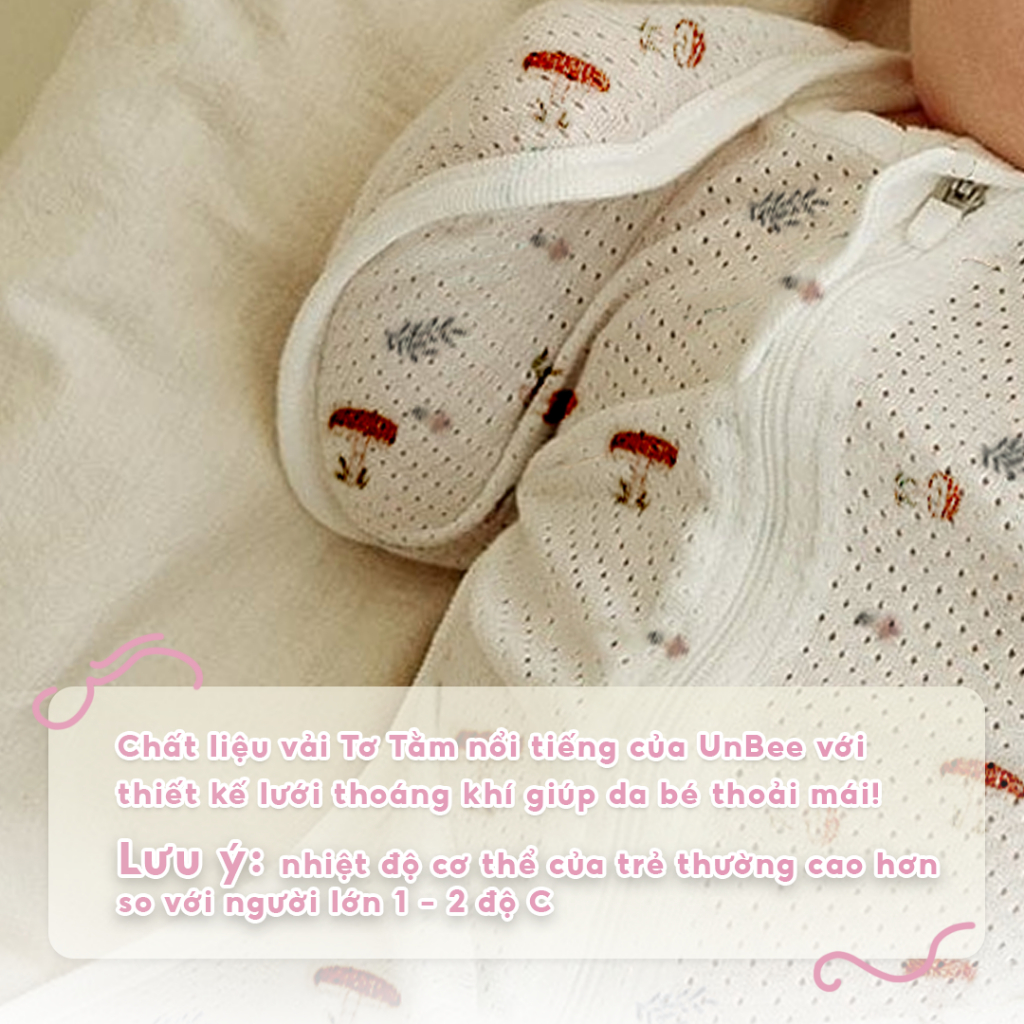 Nhộng Chũn Hở Chân Unbee Vải Tơ Tằm Chống Giật Mình Giúp Bé Ngủ Ngon, Thoải Mái Vận Động