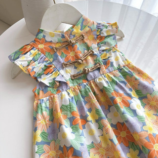 Váy Trung Thu bé gái sát nách cánh tiên khuy cổ tàu 1-6 tuổi (9-26kg) N0087