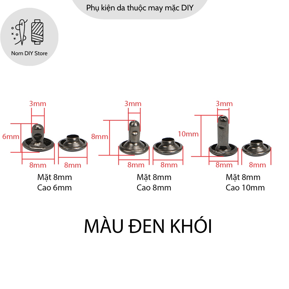 Set 10 Đinh Tán Rivet Tròn 2 Mặt 8mm Chất Đồng Thau Phụ Liệu Đồ Da Giỏ ...