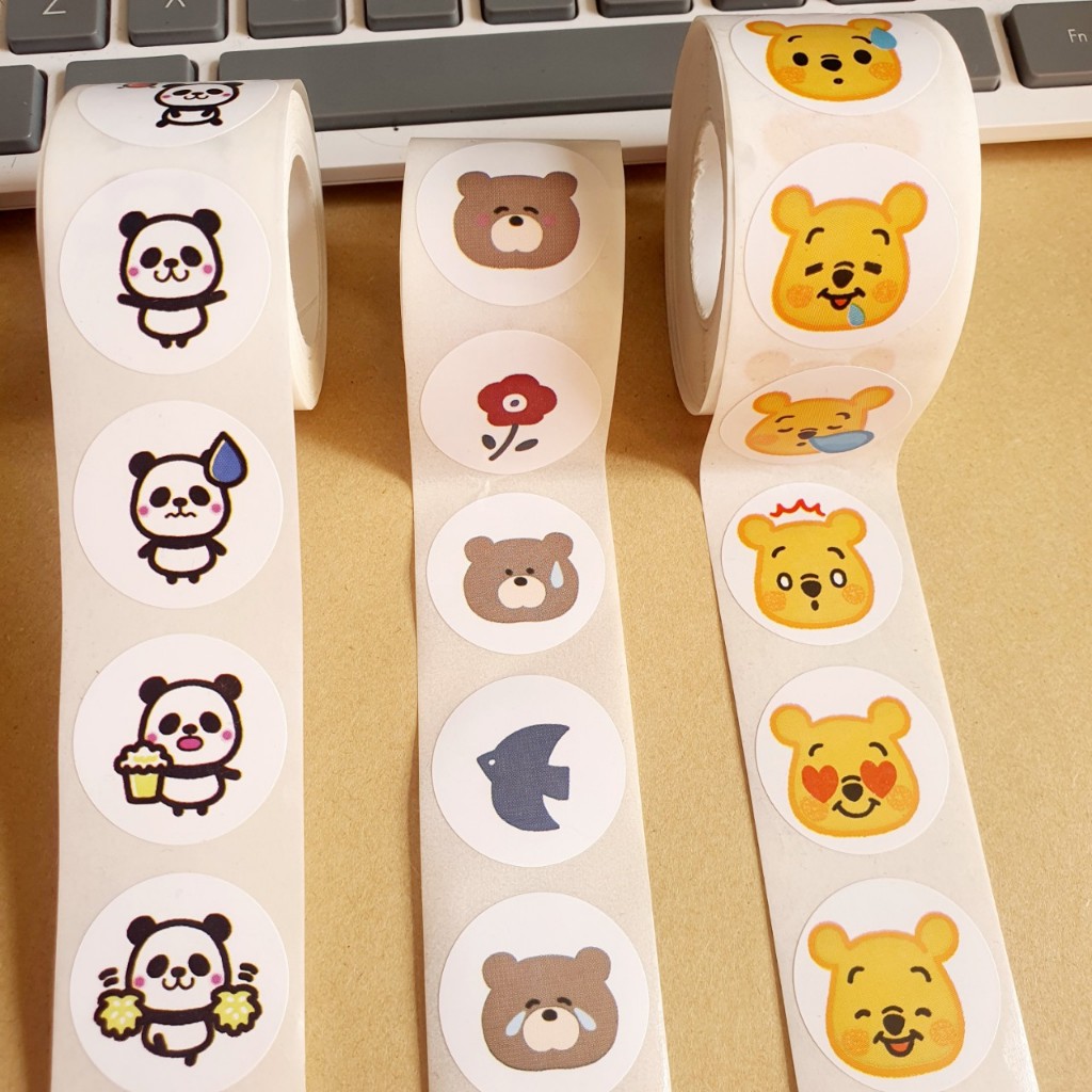 Sticker Thankyou 1K (10 miếng) Cute Gấu Trúc , Gấu Xám, Gấu Vàng Khen ...