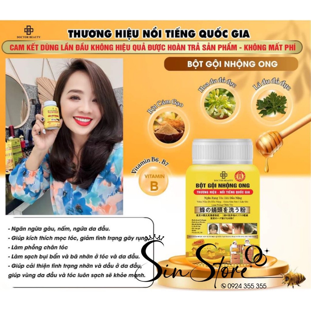 BỘT GỘI NHỘNG ONG <Free Ship>- CHỐNG RỤNG TÓC, GIẢM TÓC BẠC, GIÚP TÓC KHỎE HƠN