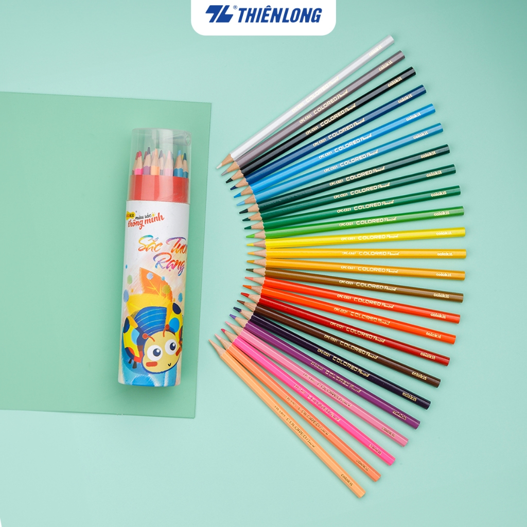 Bút chì màu chuyên nghiệp dạng lon 12/24/36 màu Thiên Long Colokit - Tiêu chuẩn Châu Âu - Có chuốt chì ở nắp hộp | BigBuy360 - bigbuy360.vn