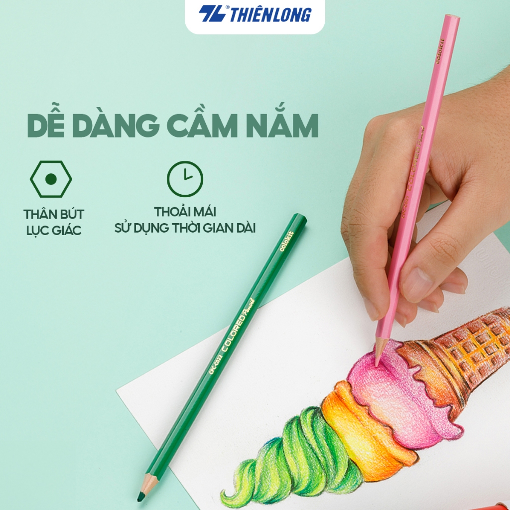 Bút chì màu chuyên nghiệp dạng lon 12/24/36 màu Thiên Long Colokit - Tiêu chuẩn Châu Âu - Có chuốt chì ở nắp hộp | BigBuy360 - bigbuy360.vn