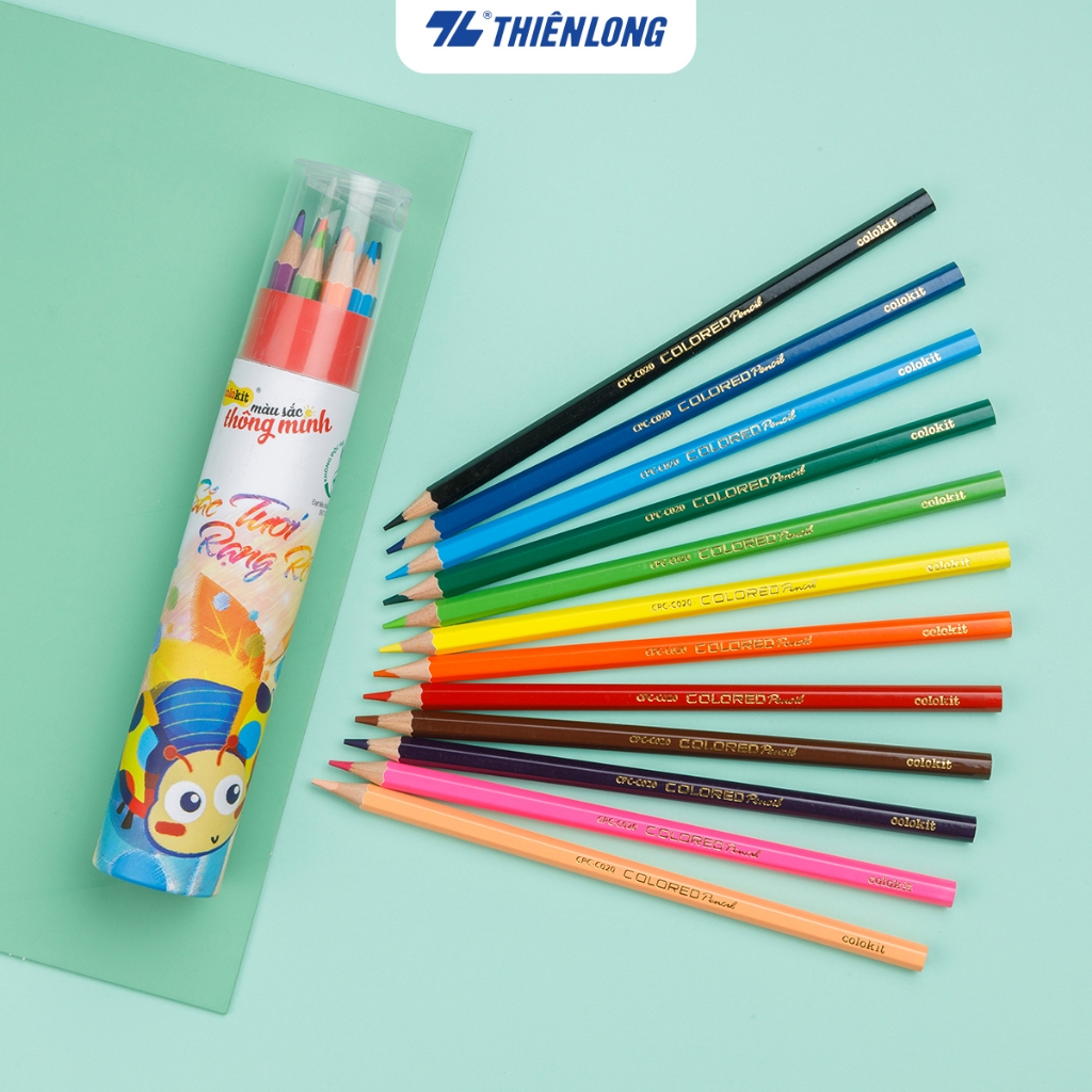 Bút chì màu chuyên nghiệp dạng lon 12/24/36 màu Thiên Long Colokit - Tiêu chuẩn Châu Âu - Có chuốt chì ở nắp hộp | BigBuy360 - bigbuy360.vn