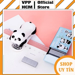 Bấm Kim Mini 10 Deli E0453 hình gấu panda, tặng kèm hộp kim bấm số 10