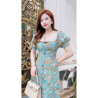 Đầm trung niên dự tiệc lụa hoa cao cấp, mềm mại, sang trong,thanh lịch N22