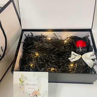 (GIFT thiệp xanh,  30cm*20cm*11cm) Set hộp túi quà gift for xinh xắn kèm phụ kiện sang trọng