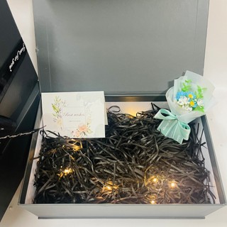 (XÁM thiệp xanh,  30cm*20cm*11cm) Set hộp quà gift xám xinh xắn kèm phụ kiện sang trọng