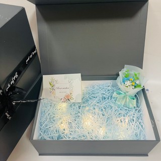 (XÁM thiệp xanh,  30cm*20cm*11cm) Set hộp quà gift xám xinh xắn kèm phụ kiện sang trọng