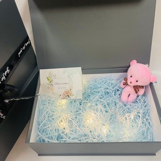 (XÁM thiệp xanh,  30cm*20cm*11cm) Set hộp quà gift xám xinh xắn kèm phụ kiện sang trọng