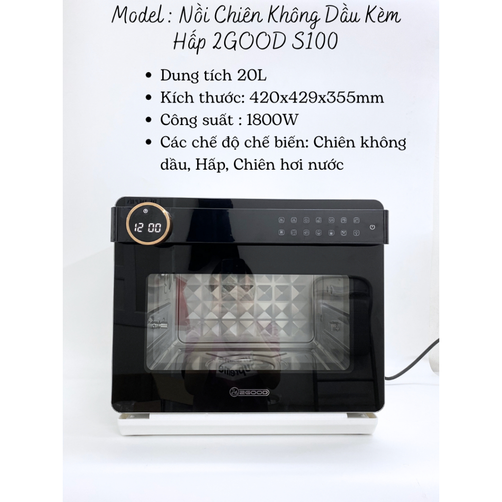 Product image Nồi Chiên Không Dầu Kèm Hấp 2GOOD S100, Lòng nồi và phụ kiện INOX 304, Dung tích 20L, Lồng tự đảo 360° 3