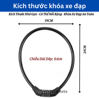 Khóa Xe Đạp Thể Thao 4 Số Chống Trộm, Dây Treo Yên Xe Đạp Không Cần Chìa, Lõi Thép Bảo Vệ Tối Đa