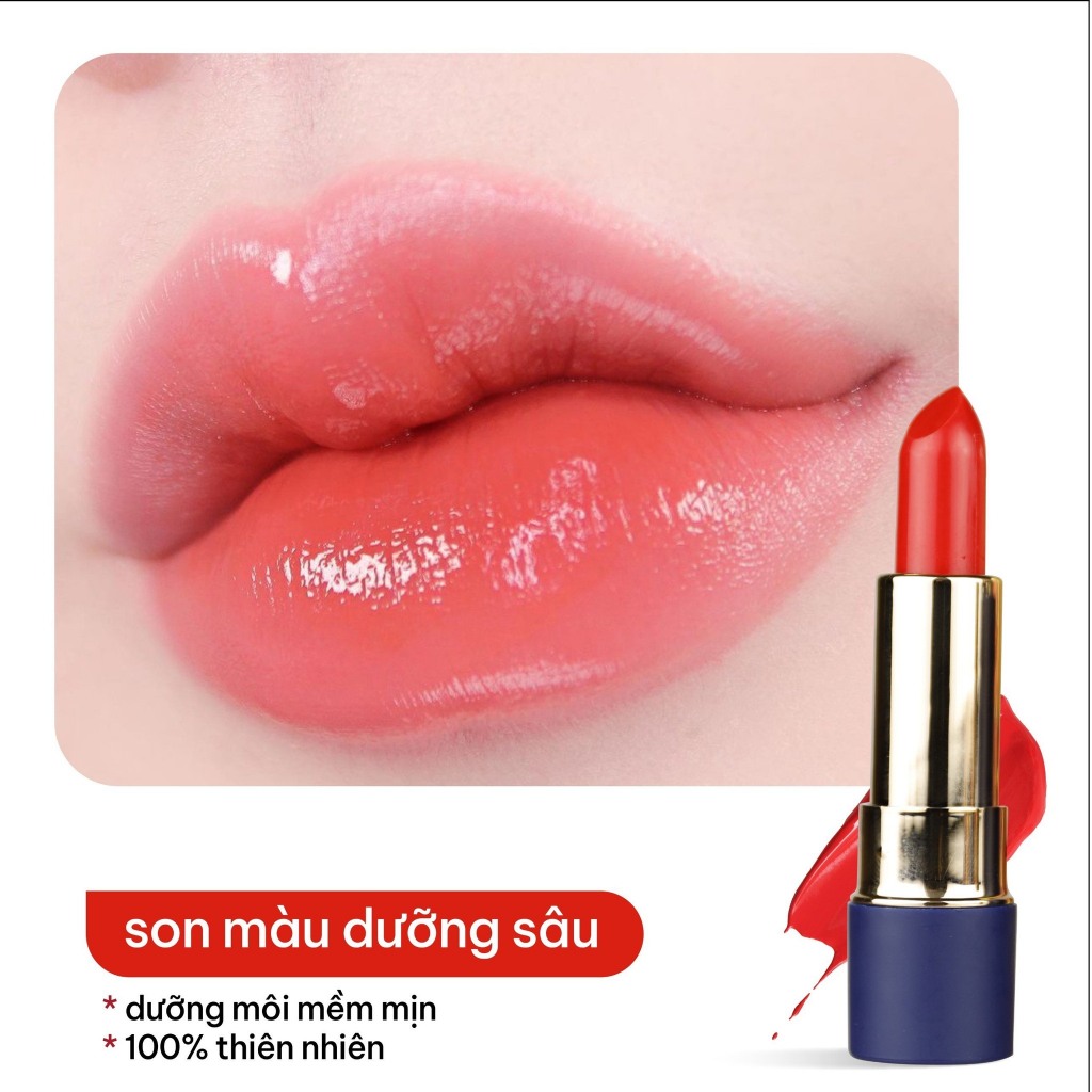 Son Dưỡng Môi có Màu Chiết Xuất DÂU TẰM - BƯỞI ĐÀO Chính Hãng GAU Tự Nhiên Giúp Đôi Môi Căng mọng